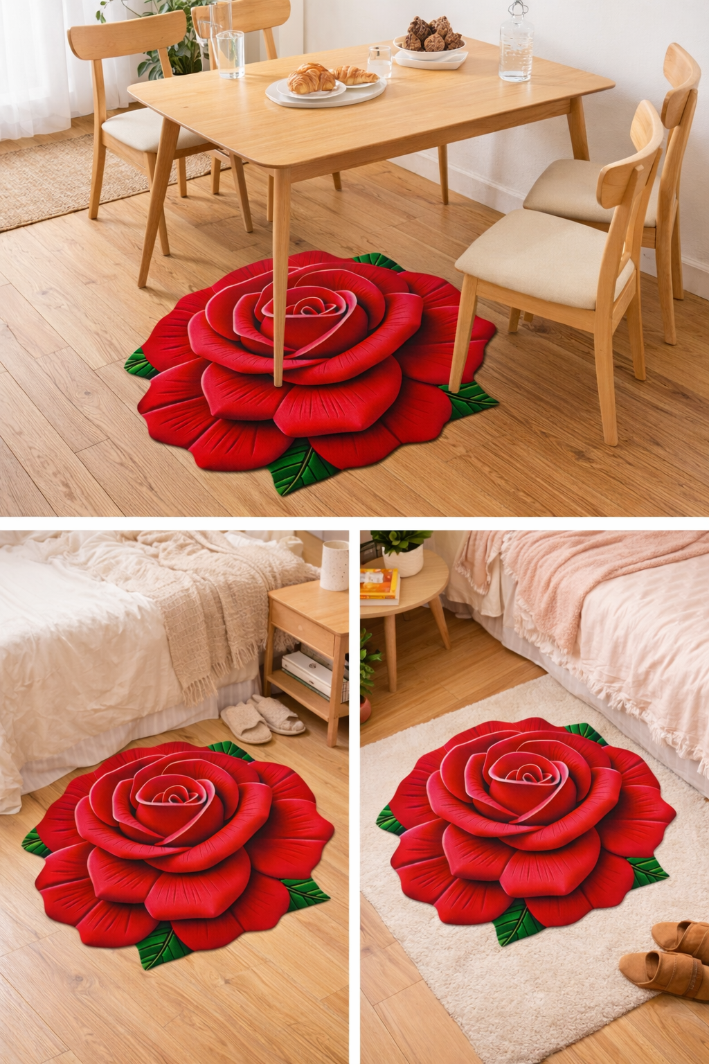 3D Floral Plush & Diatomaceous Earth Floor Mat (60cm*60cm)