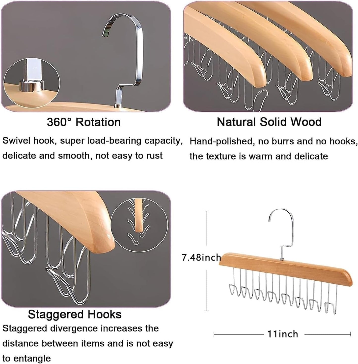 Hanger Organizer with 8 Hooks | 8 Hooks Wooden Hanger Organizer