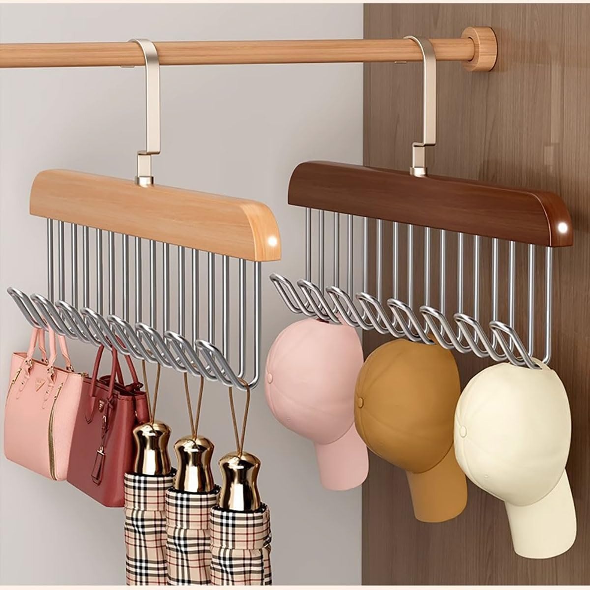 Hanger Organizer with 8 Hooks | 8 Hooks Wooden Hanger Organizer
