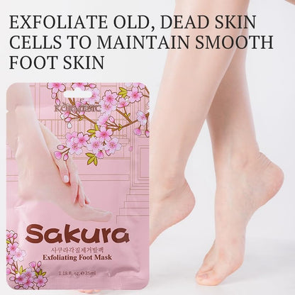 Sakura Exfoliating Foot Mask | Foot Peeling Mask for (Woman and Man)