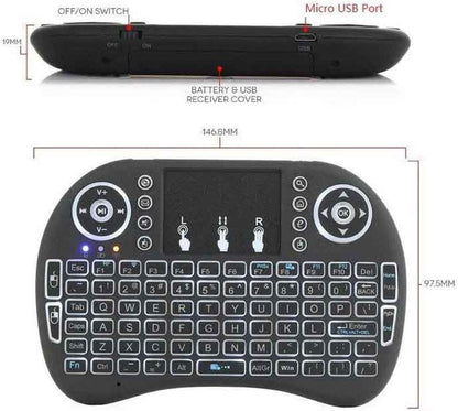 Smart TV Remote Wireless Mini Keyboard + Mouse Pad with RGB Backlight