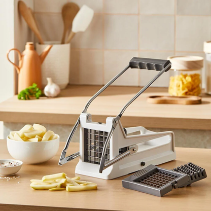 French Fries Potato Cutter Home Professional Version With Replaceable Blades for Easy Cutting And Cleaning, Vegetable Strip Chopper Cucumber Slicer Onion Shredder