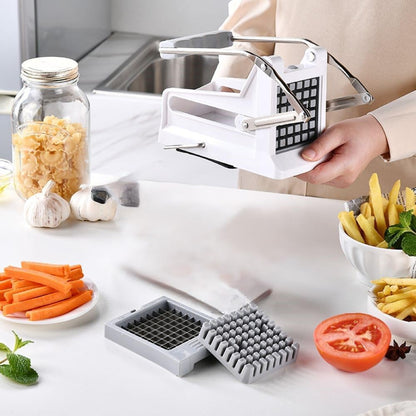 French Fries Potato Cutter Home Professional Version With Replaceable Blades for Easy Cutting And Cleaning, Vegetable Strip Chopper Cucumber Slicer Onion Shredder