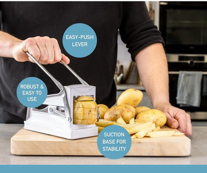 French Fries Potato Cutter Home Professional Version With Replaceable Blades for Easy Cutting And Cleaning, Vegetable Strip Chopper Cucumber Slicer Onion Shredder
