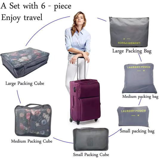 6 Pcs Travel Storage Bag Set | Travel Organizer Bag | Clothes Organizer | Suitcase Organizer
